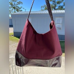 Elegant Burgundy and Silver Women's Bag